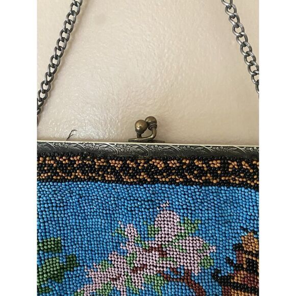 Vintage Micro Beaded Landscape Pictorial Antique Bag Purse Evening 1920s 30s - Picture 6 of 9